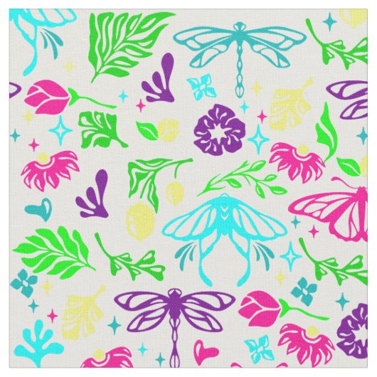 Jugendstil Schmetterling Libelle antik floral Stoff (Nahaufnahme)