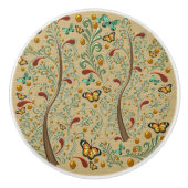 Jugendstil-Schmetterlinge und Orangenbaum Keramikknauf (Vorderseite)