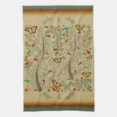 Jugendstil-Schmetterlinge und Orangenbäume Geschirrtuch (Vertikal)