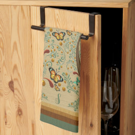 Jugendstil-Schmetterlinge und Orangenbäume Geschirrtuch