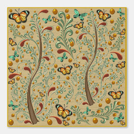 Jugendstil-Schmetterlinge und Orangenbäume Tapete