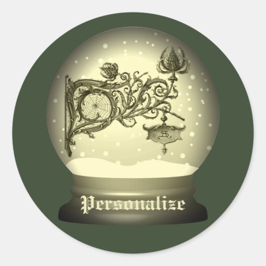 Jugendstil-Schnee-Globus anton seder elegant Runder Aufkleber (Vorderseite)
