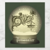 Jugendstil-Schnee-Globus-Weinetiketten Weinetikett (Einzelnes Label)