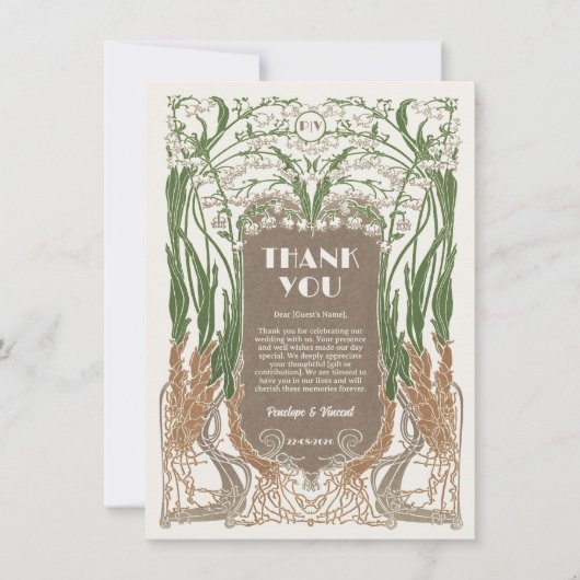 Jugendstil-Schneeberge Dankeskarte (Vorderseite)