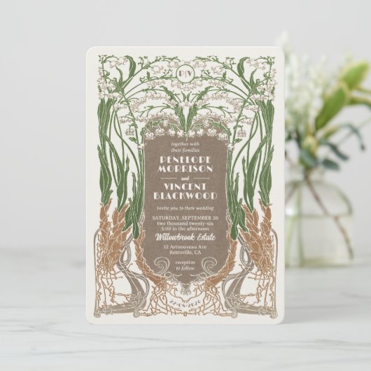 Jugendstil-Schneeberge Einladung (Stehend Vorderseite)