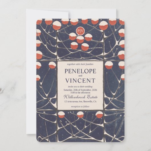 Jugendstil-Schneeberge Einladung (Vorderseite)