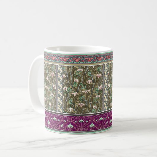 Jugendstil-Schneefall-Blume Muster Tasse (Vorderseite Links)