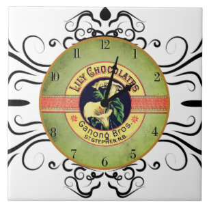 Jugendstil-Schokoladen-Uhr Keramikfliese