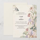 Jugendstil Schwalben-Iris-Garten-Hochzeit Einladung (Vorne/Hinten)