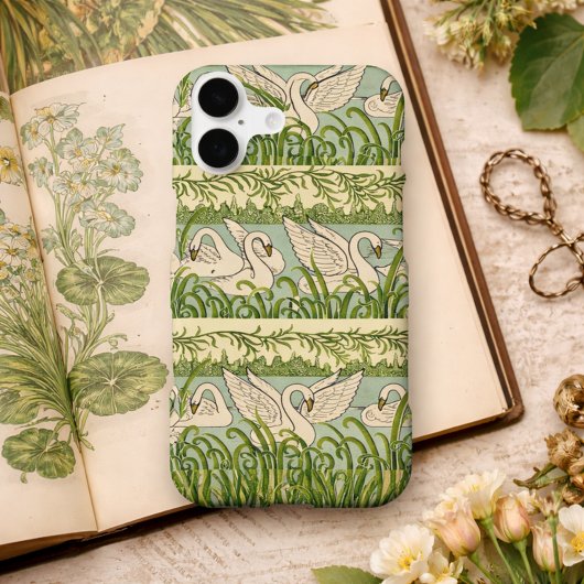 Jugendstil Schwan-Muster – Vintage Botanischer Sch iPhone Hülle