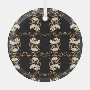 Jugendstil: Schwarz-Gold Vintag. Ornament Aus Glas