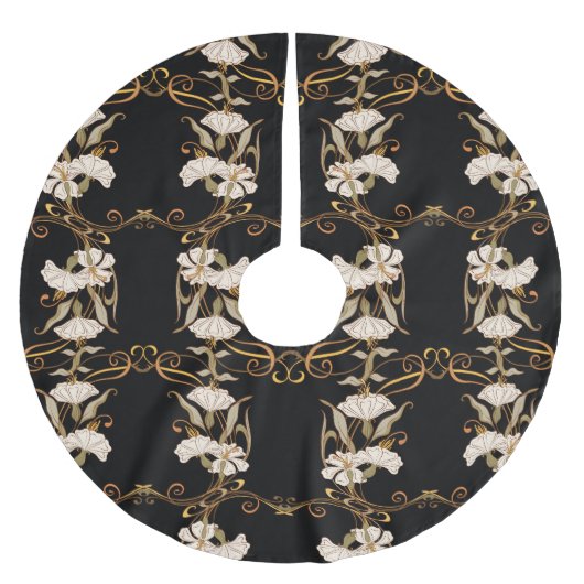 Jugendstil: Schwarz-Gold Vintag. Polyester Weihnachtsbaumdecke (Vorderseite)