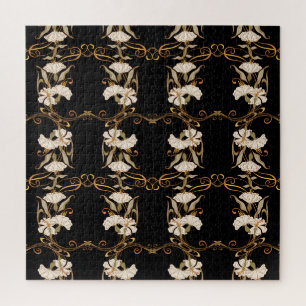 Jugendstil: Schwarz-Gold Vintag. Puzzle