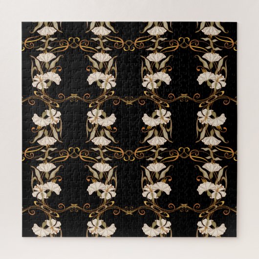 Jugendstil: Schwarz-Gold Vintag. Puzzle (Vertikal)