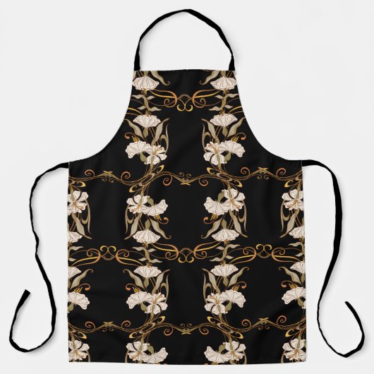 Jugendstil: Schwarz-Gold Vintag. Schürze (Vorderseite)