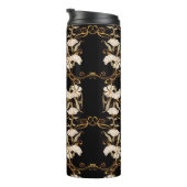 Jugendstil: Schwarz-Gold Vintag. Thermosbecher (Nach rechts gedreht)