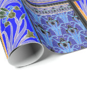 Jugendstil-Schwarz, lila Irisverpackungspapier Geschenkpapier (Rolleneckpunkt)