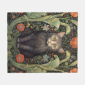 Jugendstil-Schwarzkatze und rote Blume Fleecedecke (Vorderseite (Horizontal))