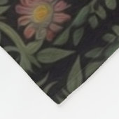 Jugendstil-Schwarzkatze und rote Blume Fleecedecke (Ecke)
