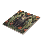 Jugendstil-Schwarzkatze und rote Blume Fliese (Seite)