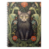 Jugendstil-Schwarzkatze und rote Blume Notizblock (Vorderseite)