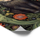 Jugendstil-Schwarzkatze und rote Blume Poster (Ecke)