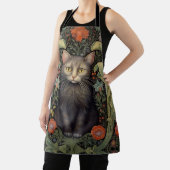 Jugendstil-Schwarzkatze und rote Blume Schürze (InSitu)