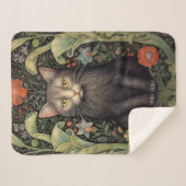 Jugendstil-Schwarzkatze und rote Blume Sherpadecke (Vorderseite (Horizontal))