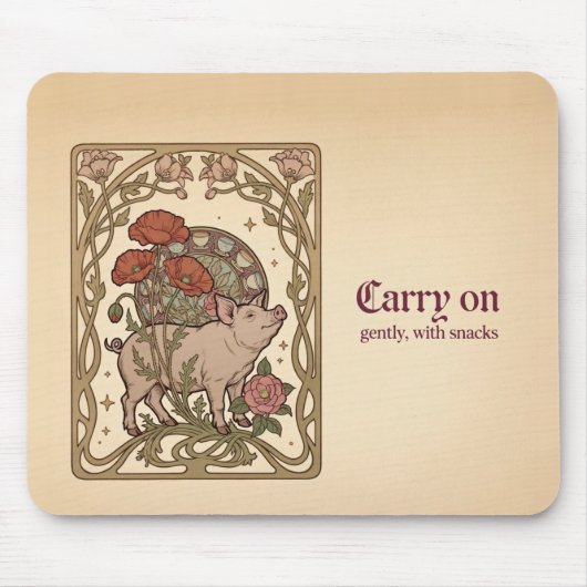 Jugendstil-Schwein-Mohn-Torbogen-Mauspad Mousepad (Vorne)
