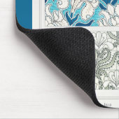 Jugendstil-Schwertlilie-Lilien-Textilkunst-Mauspad Mousepad (Ecke)