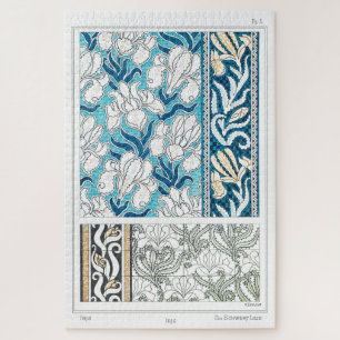 Jugendstil-Schwertlilie-Lilien-Textilkunst Puzzle