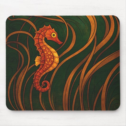 Jugendstil-Seepferdchen Mousepad (Vorne)
