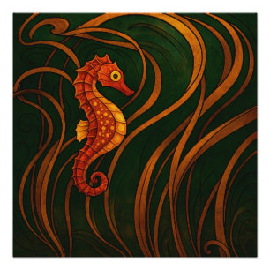 Jugendstil-Seepferdchen Poster