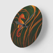 Jugendstil-Seepferdchen  Runde Wanduhr (Winkel)