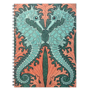 Jugendstil-Seepferde Notizblock
