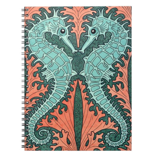 Jugendstil-Seepferde Notizblock (Vorderseite)