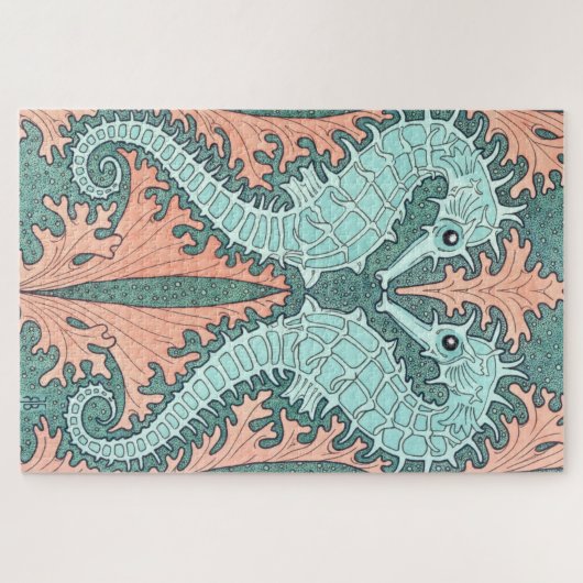 Jugendstil-Seepferde Puzzle (Horizontal)