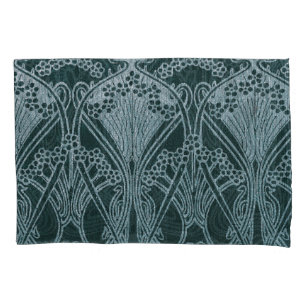 Jugendstil, silbergrau, blau, Vintag, glatt Kissenbezug