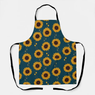 Jugendstil-Sonnenblume Retro-Blumenstreifen Gelb Schürze