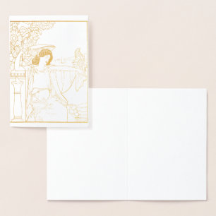 Jugendstil Sonnenblumen Frau Vintage Illustration Folienkarte