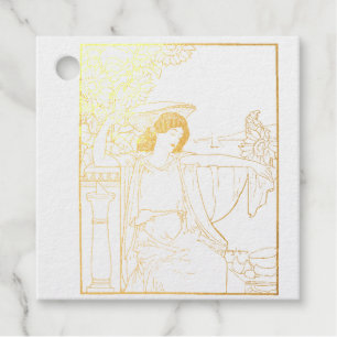 Jugendstil Sonnenblumen Frau Vintage Illustration Geschenkanhänger