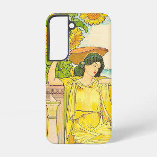 Jugendstil Sonnenblumen Frau Vintage Illustration Samsung Galaxy Hülle