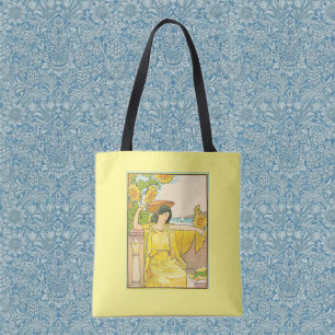 Jugendstil Sonnenblumen Frau Vintage Illustration Tasche