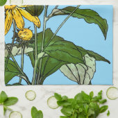 Jugendstil-Sonnenblumen Geschirrtuch (Gefaltet)