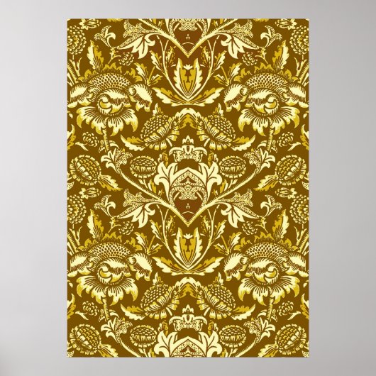 Jugendstil-Sonnenblumen, Senf und Golden Yellow Poster (Vorne)