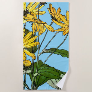 Jugendstil-Sonnenblumen Strandtuch