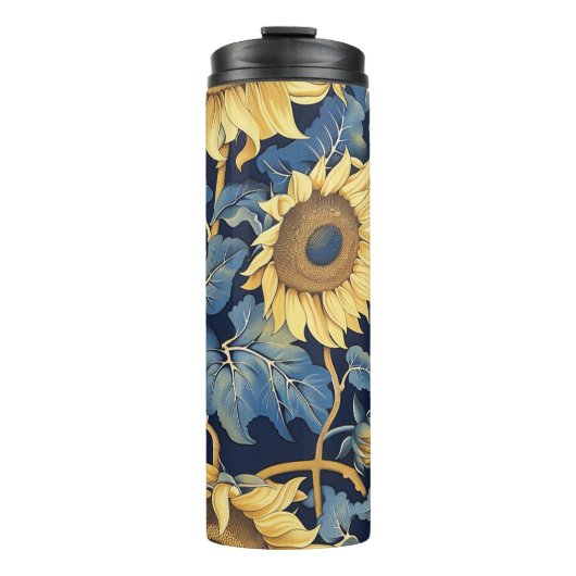 Jugendstil-Sonnenblumen Thermosbecher (Vorderseite)