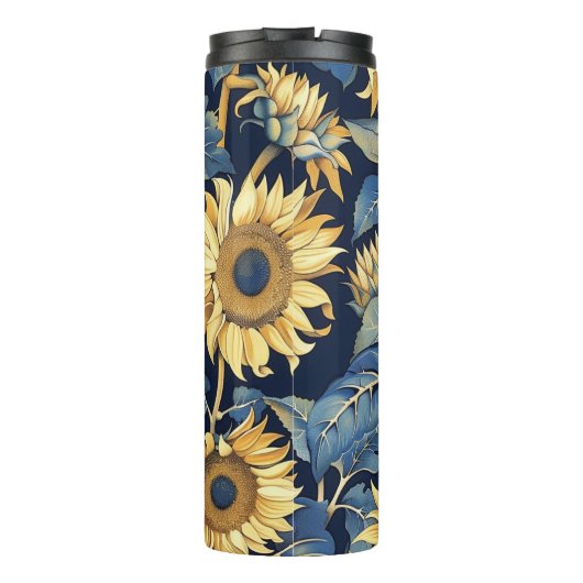 Jugendstil-Sonnenblumen Thermosbecher (Rückseite)