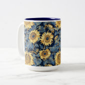 Jugendstil-Sonnenblumen Zweifarbige Tasse (Vorderseite Links)