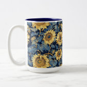 Jugendstil-Sonnenblumen Zweifarbige Tasse (Links)